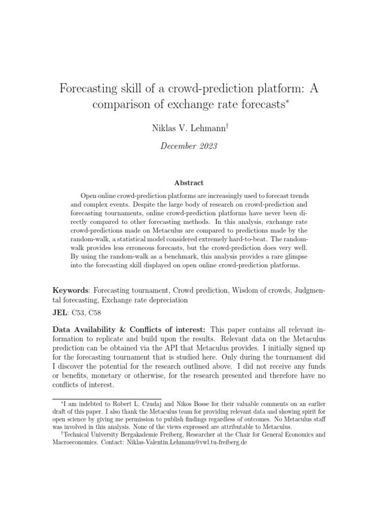 Crowd-Prediction vs. Random-Walk Forecasts | PDF | Forecasting | Prediction