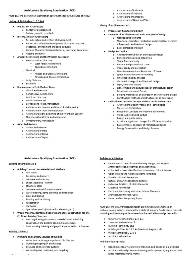 Architecture Qualifying Exam Overview | PDF | Concrete | Drawing