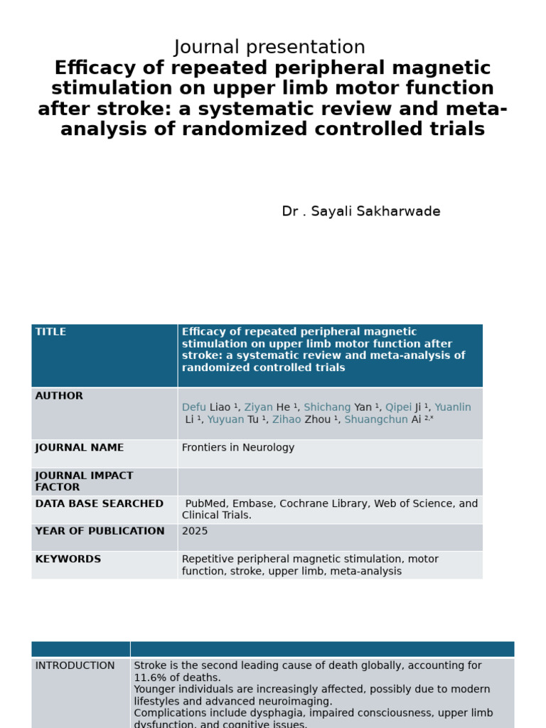 JC Meta Analysis Sayali | PDF | Stroke | Motor Control