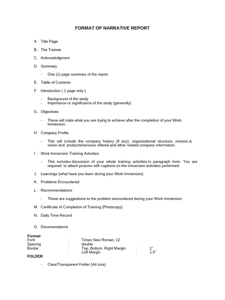 Narrative Report Format for Students | PDF