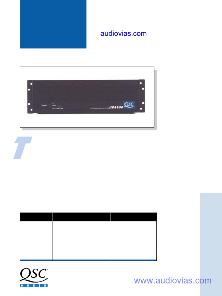 QSC USA 900 Amplifier Specifications | PDF | Amplifier | Decibel