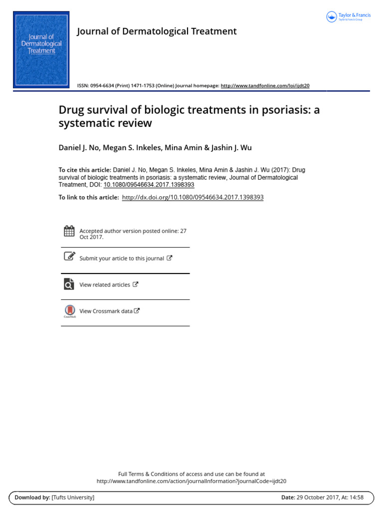 Biologic Drug Survival in Psoriasis Review | PDF | Psoriasis ...