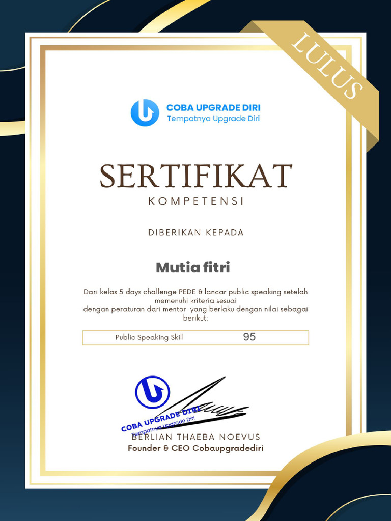 Sertifikat Public Speaking Skill | PDF