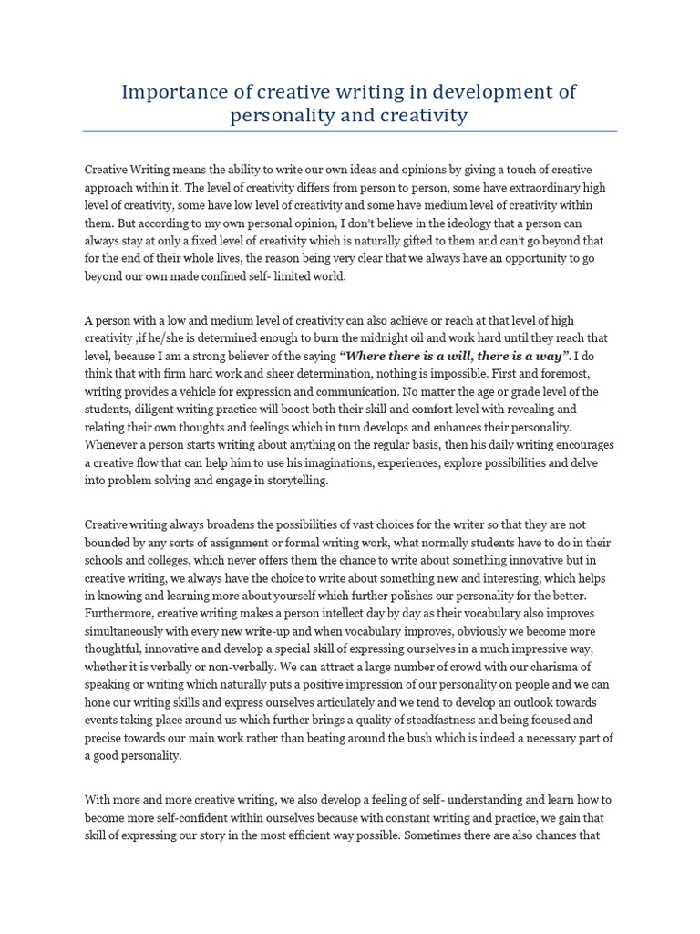 Boosting Personality Through Creative Writing | PDF | Creativity ...