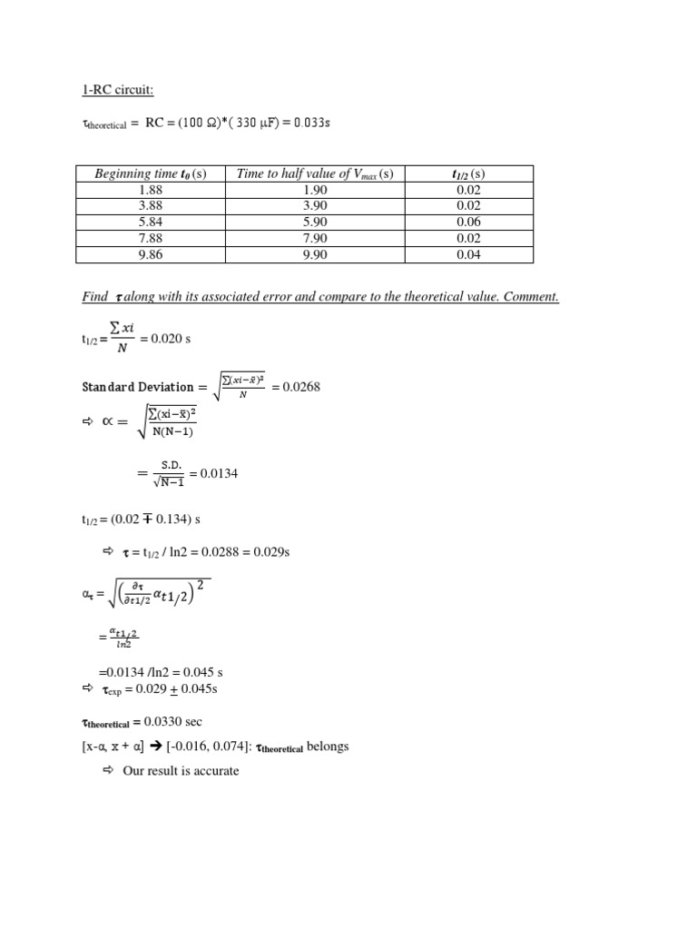 RC and RL Circuit Analysis Results | PDF | Inductor | Electrical ...
