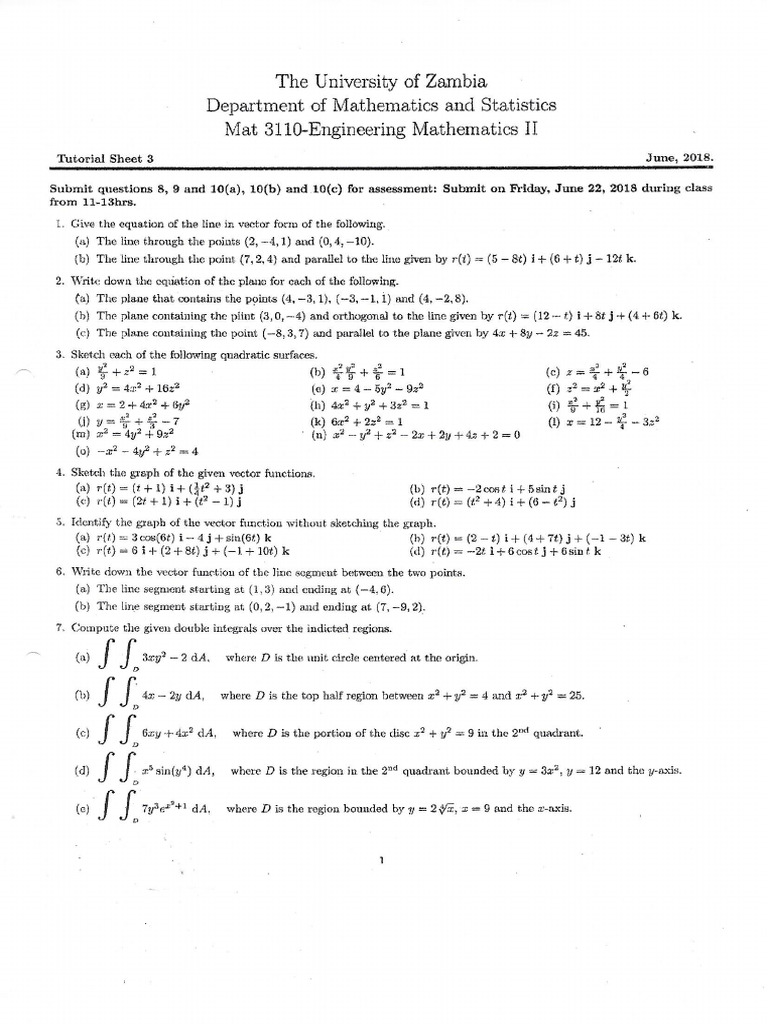 Tutorial Sheet 3 (2018) | PDF