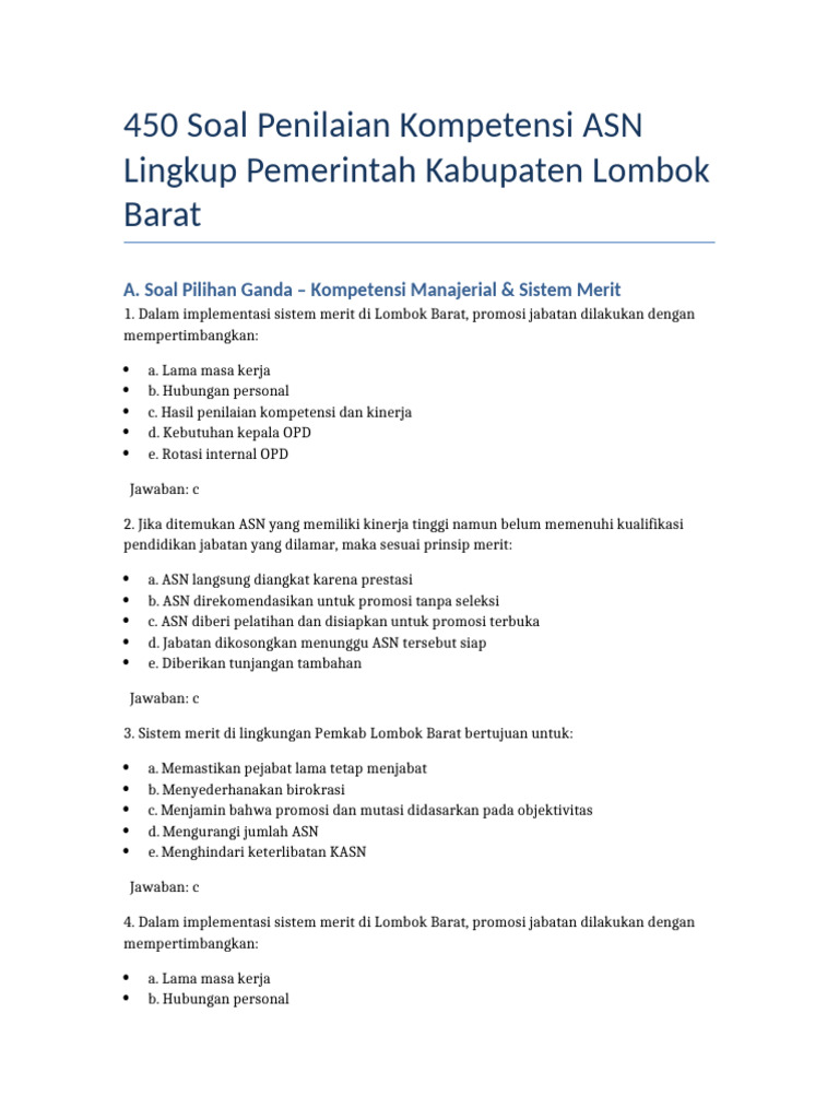 Soal Profiling dan Preferensi ASN | PDF
