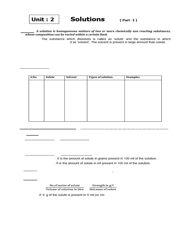 Unit-2 Solutions (Part-I) PDF | PDF | Solubility | Solvation