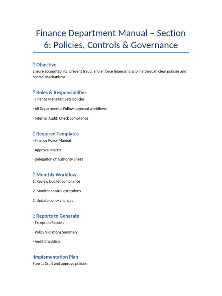 Finance Manual Section 6 Policies Controls | PDF