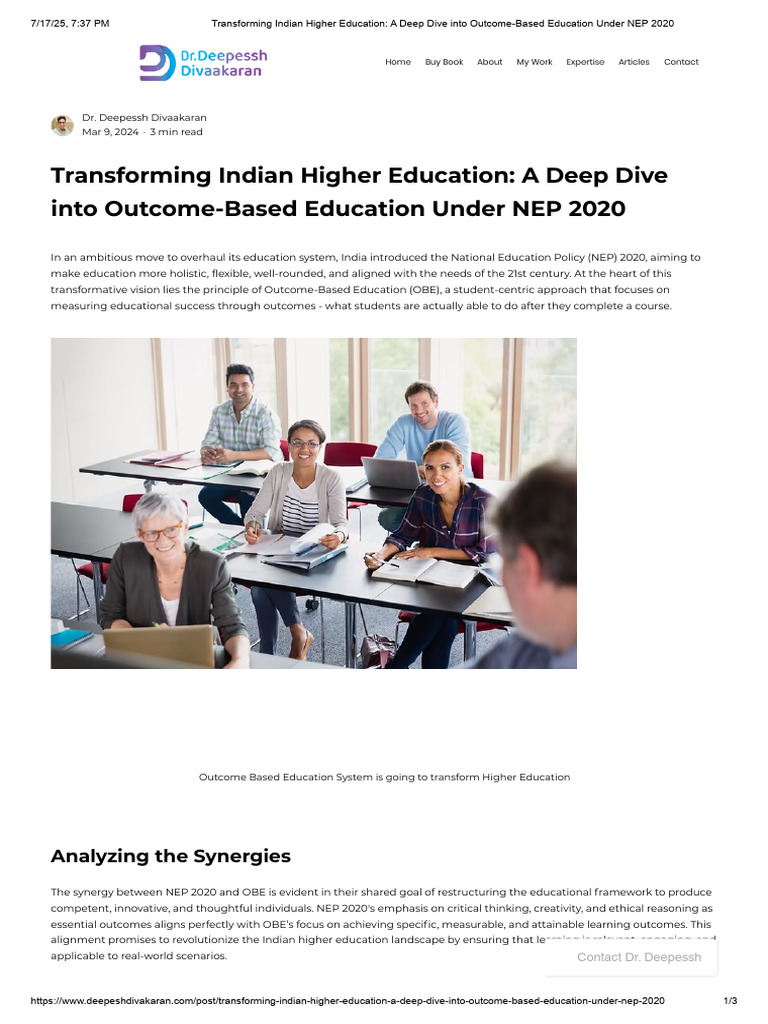 NEP 2020 and Outcome-Based Education | PDF | Intelligence | Cognition