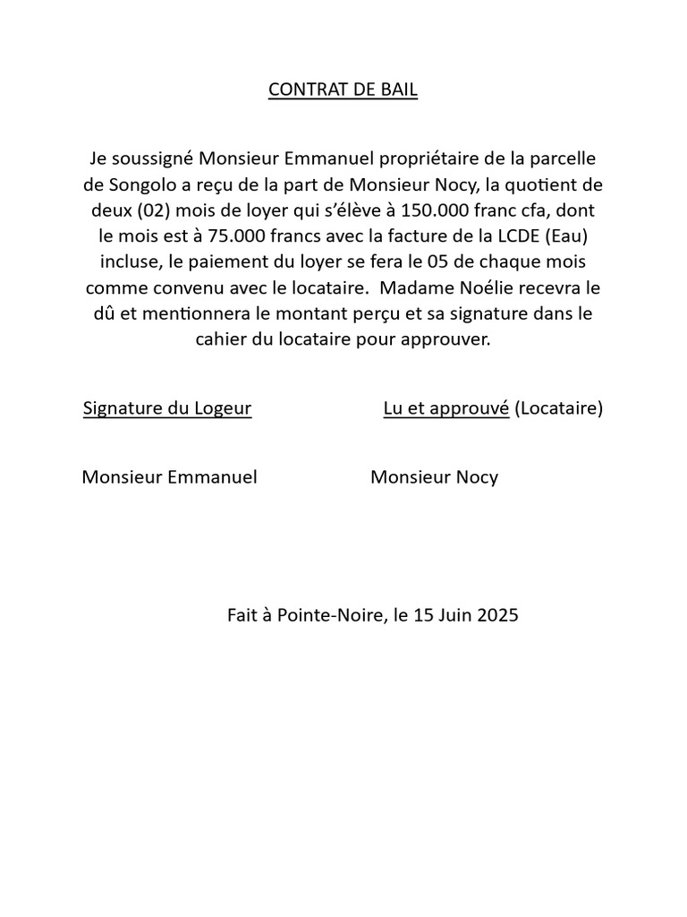 Modèle de contrat de bail simple | PDF