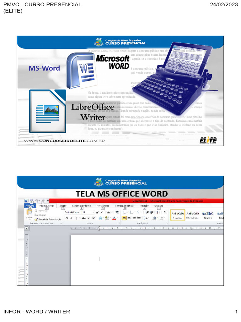 Curso Presencial de MS Word e Writer | PDF | Botão Ctrl | Informática