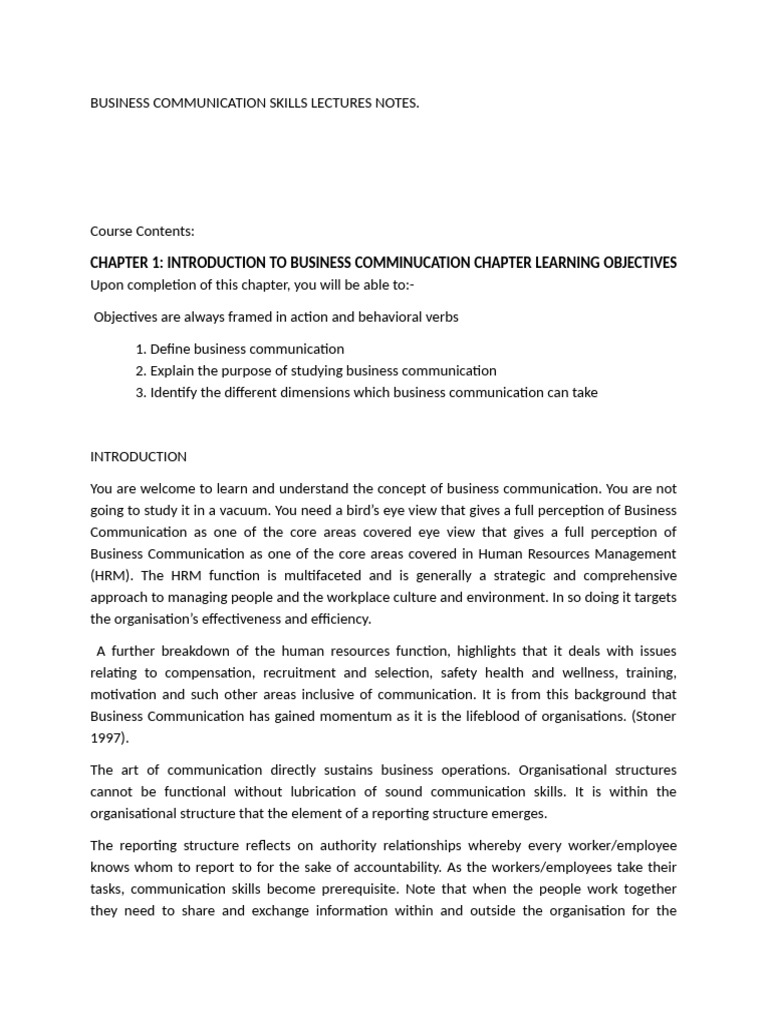 Business Communication Skills Overview | PDF | Communication | Human ...