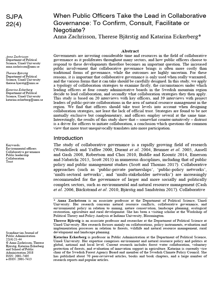 Public Officers in Collaborative Governance | PDF | Governance ...