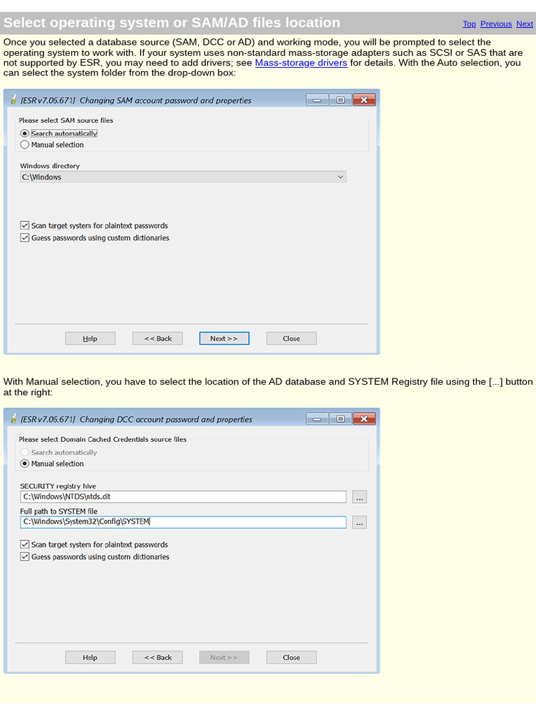 Select Operating System or SAM - AD Files Location | PDF | Password ...