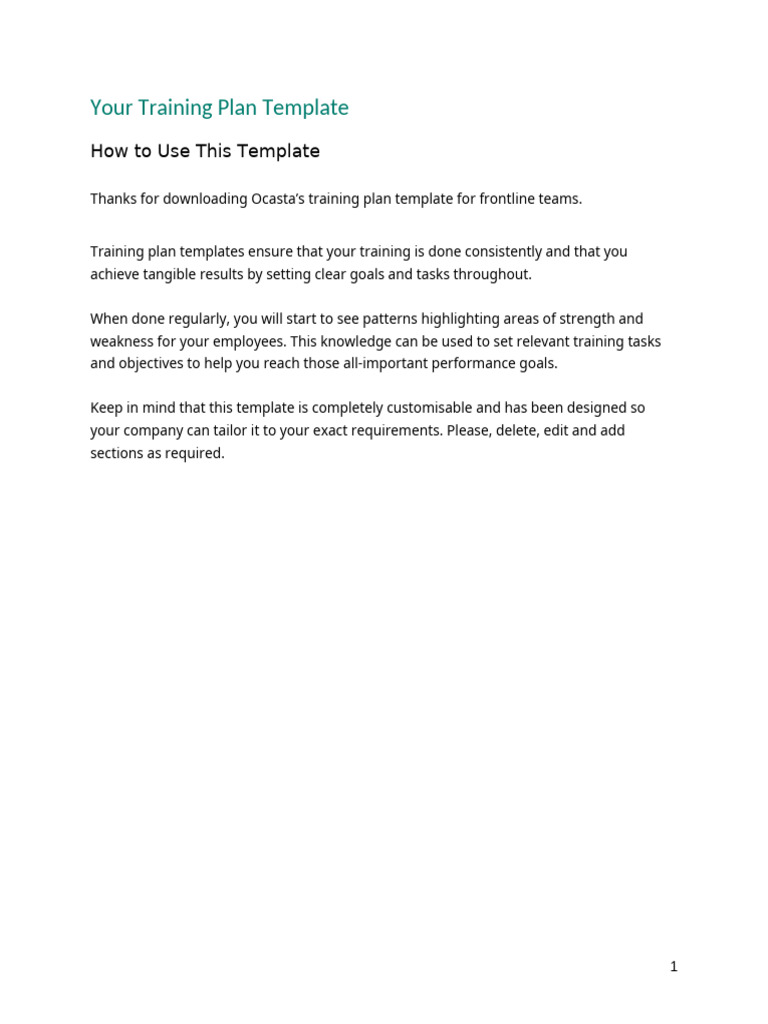 Frontline Employee Training Plan Template | PDF | Learning ...