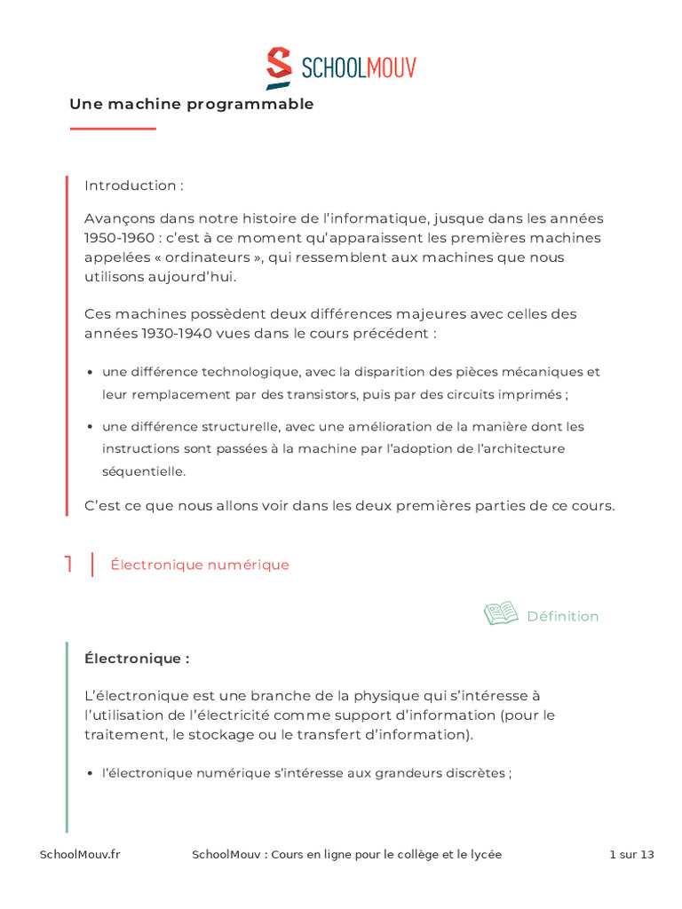 Introduction aux machines programmables | PDF | Microprocesseur ...