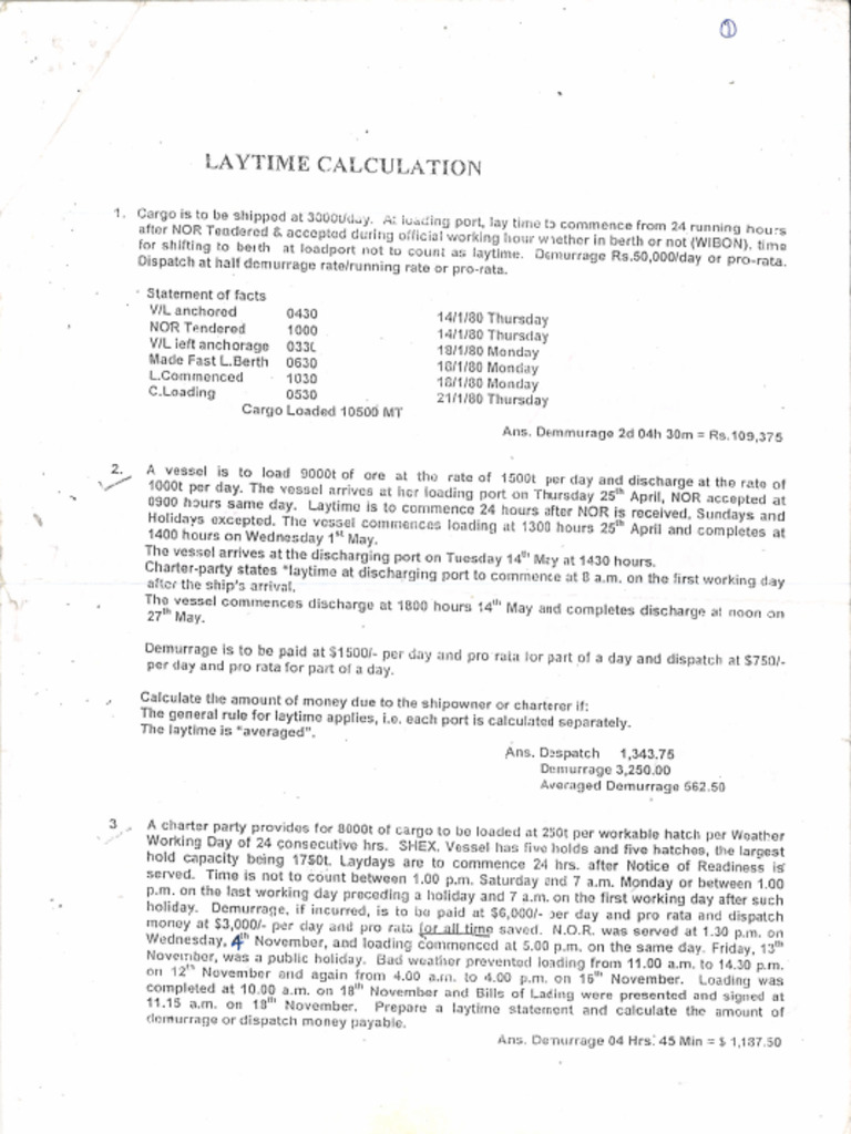 Laytime Calculation Updated | PDF