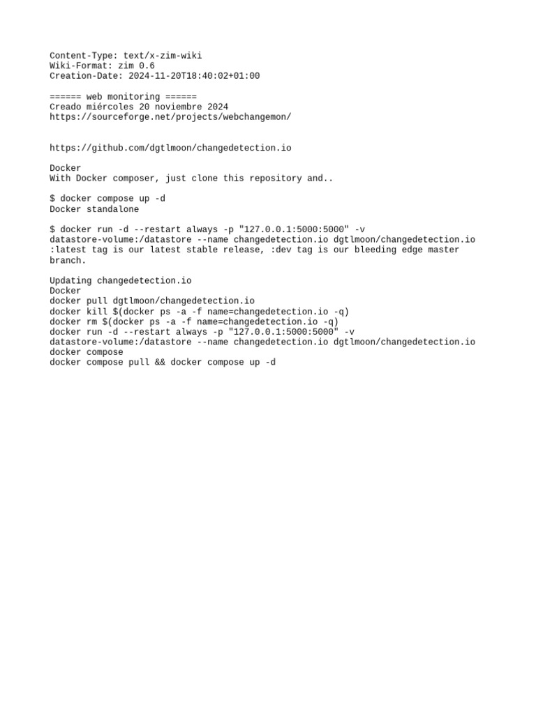 Web Monitoring with Changedetection.io | PDF