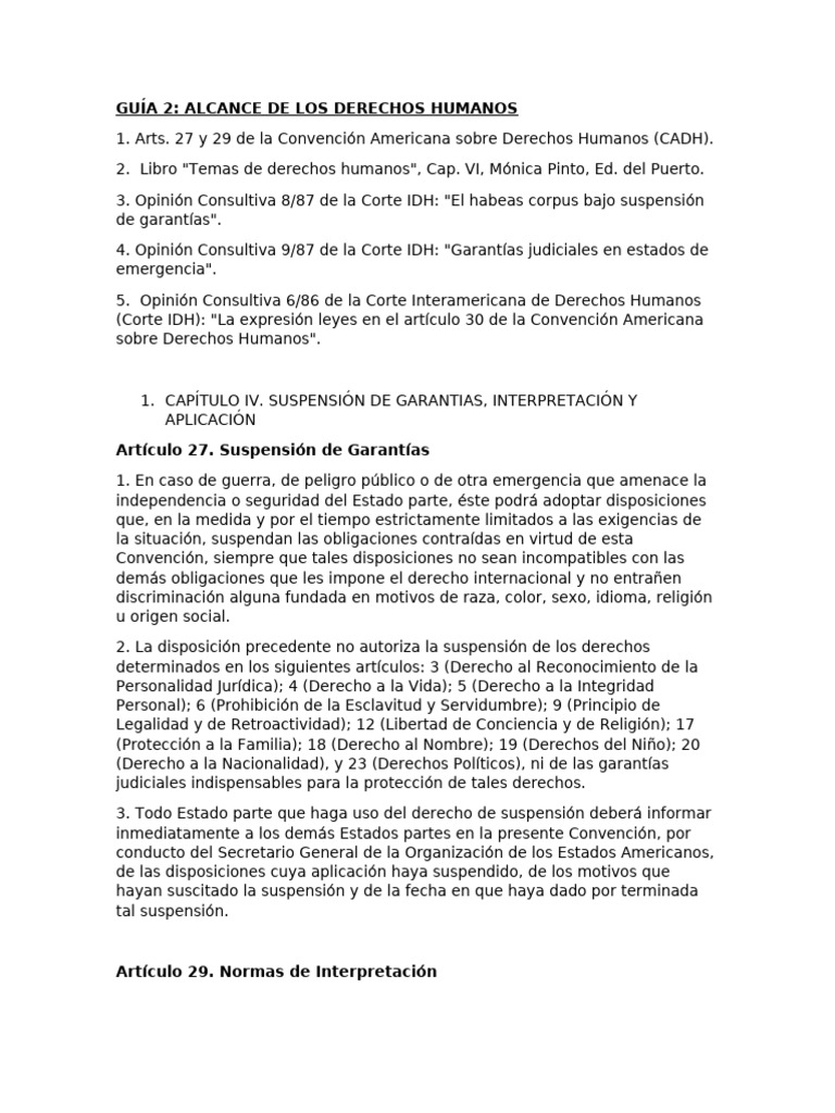 Derechos Humanos y Suspensión de Garantías | PDF | Convenio europeo de ...