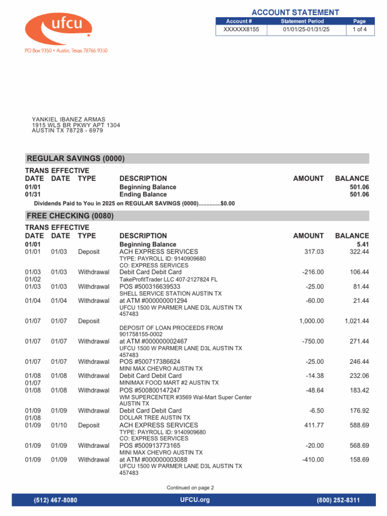 UFCU Account Statement Summary | PDF | Interest | Credit Card