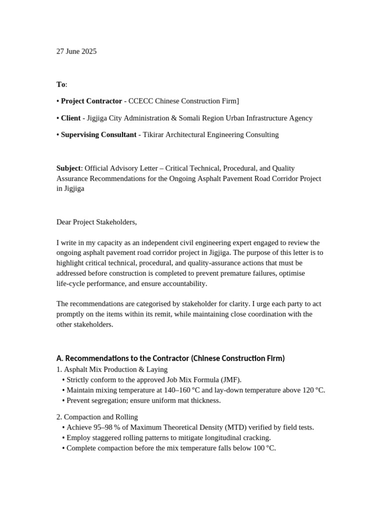Asphalt Road Project Quality Advisory | PDF | Road Surface | Road