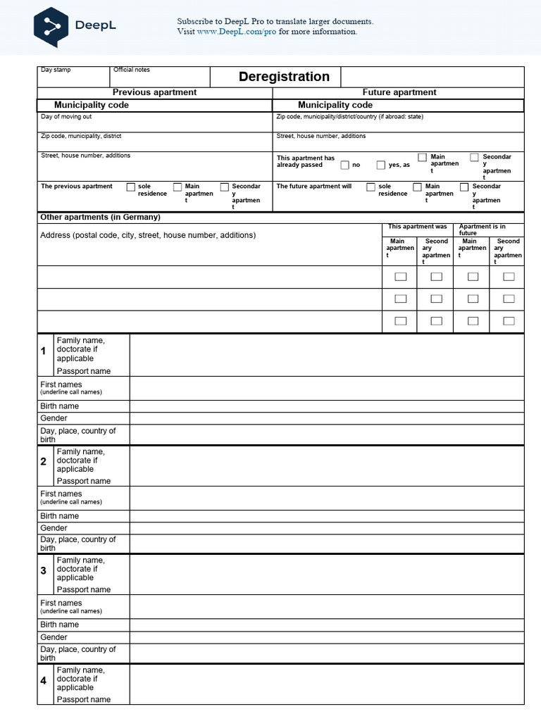 Apartment Deregistration Form Guide | PDF | Zip Code | Public Services