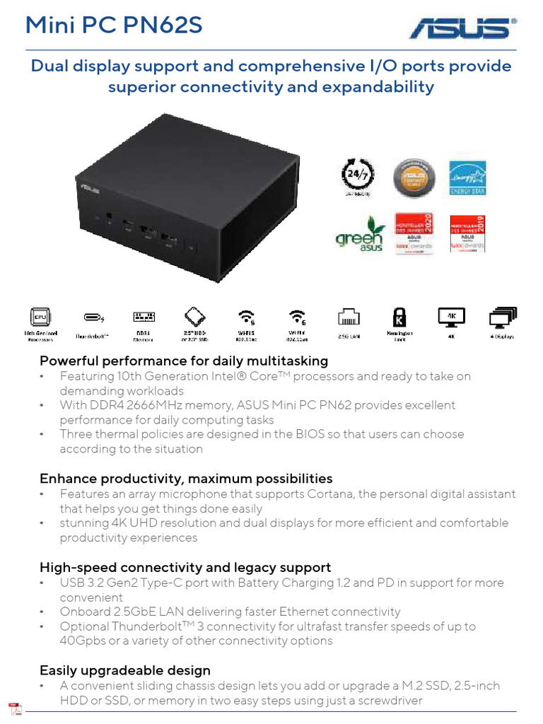 Legacy Support in Mini PC PN62S | PDF | Bios | Usb