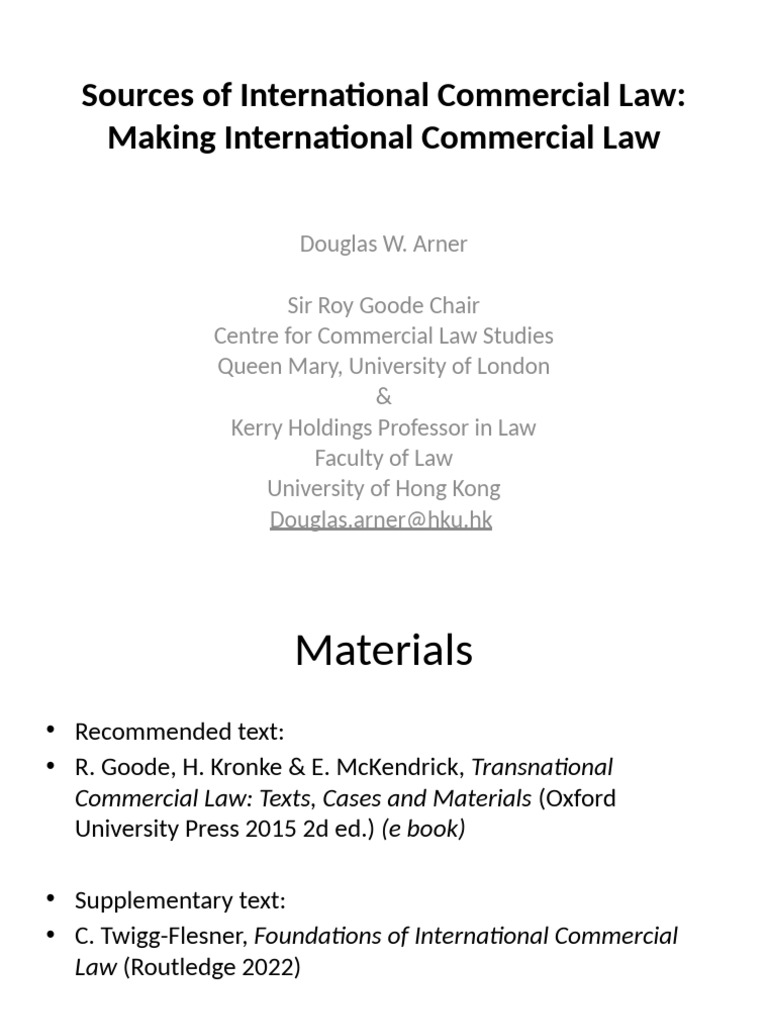 Sources of International Commercial Law | PDF