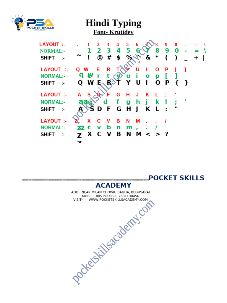 Hindi Typing Practice Layout Guide | PDF