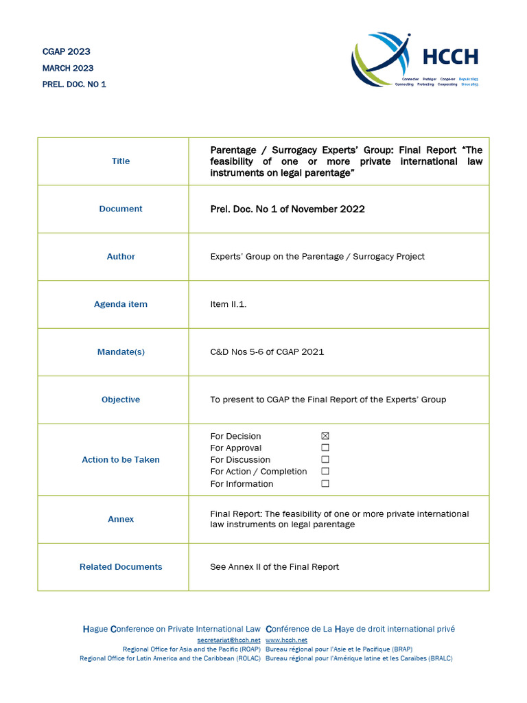 Final Report on Legal Parentage Instruments | PDF | Parent | Adoption