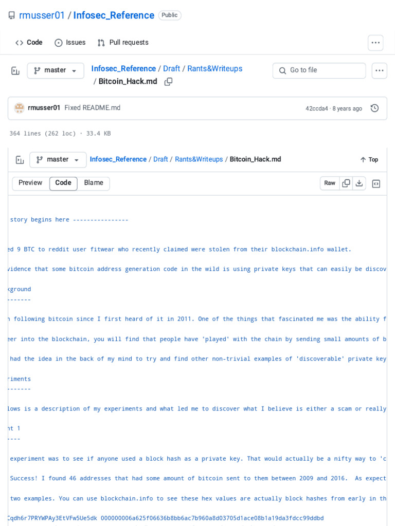 Infosec Reference Draft Rants&Writeups Bitcoin Hack - MD at Master | PDF |  Bitcoin | Cyberwarfare