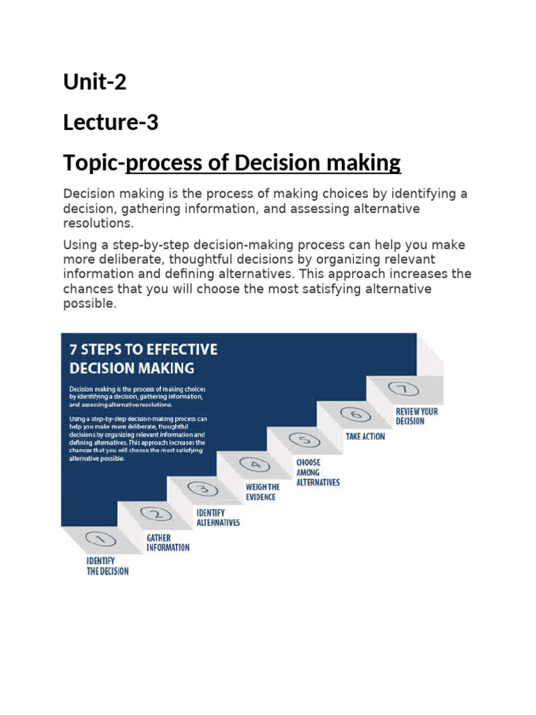 Decision-Making Process Steps | PDF | Decision Making | Psychological ...