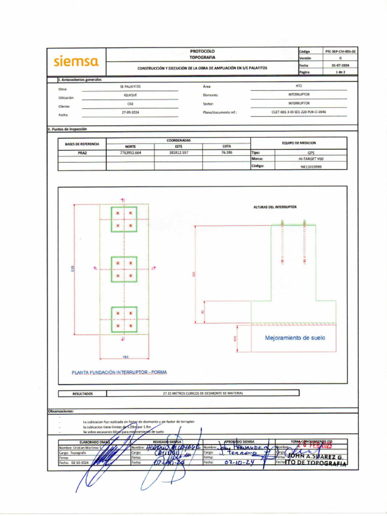 PTC SEP CIV 005 02 Topografia Mejoramiento Interruptor | PDF