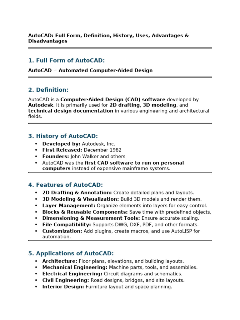 Autocad Notes by Chatgpt | PDF