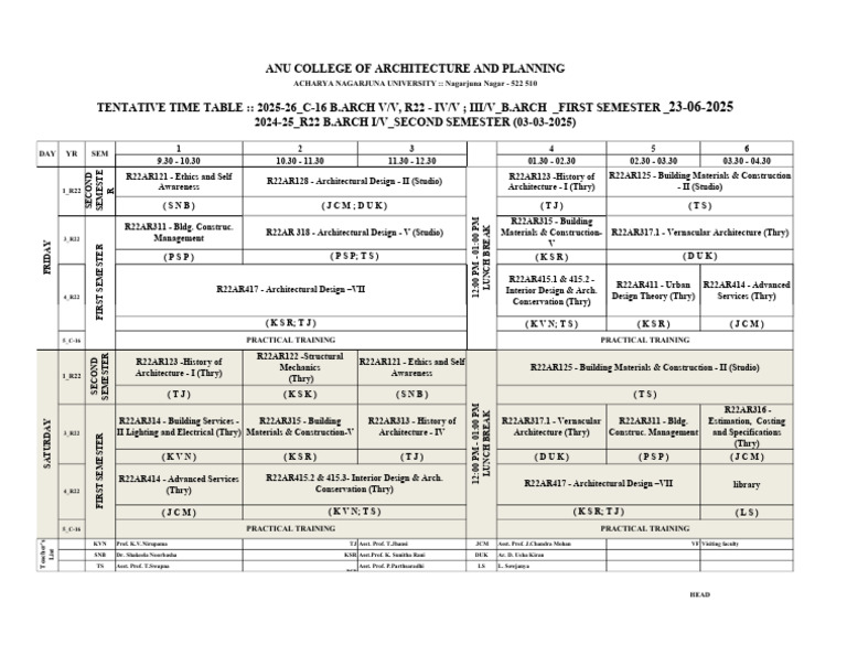 ANU 3rd Sem Exam Timetable 2025 | PDF | Architectural Design | Architecture