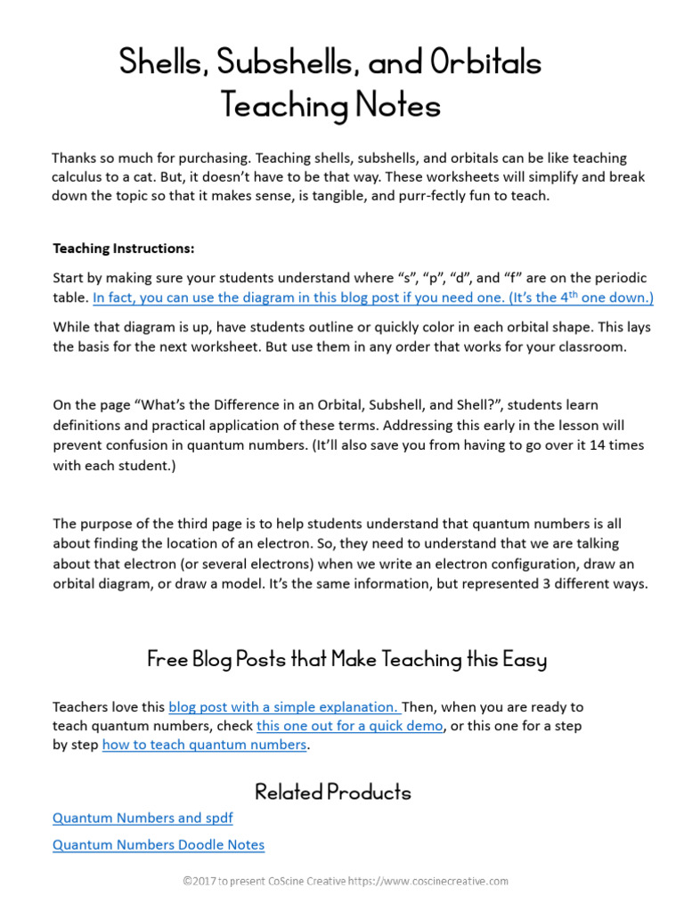 Note Whats The Difference in A Shell Subshell and Orbital | PDF ...