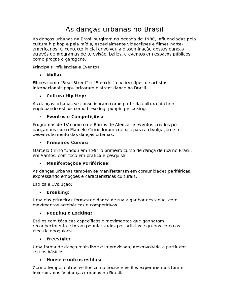 As Danças Urbanas No Brasil | PDF