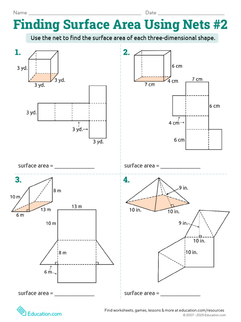 Finding Surface Area Using Nets 2 | PDF