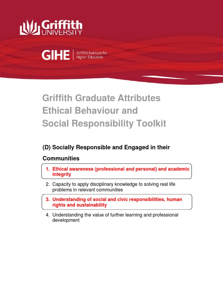 Griffith Graduate Attributes - Ethical Behaviour | PDF | Morality ...