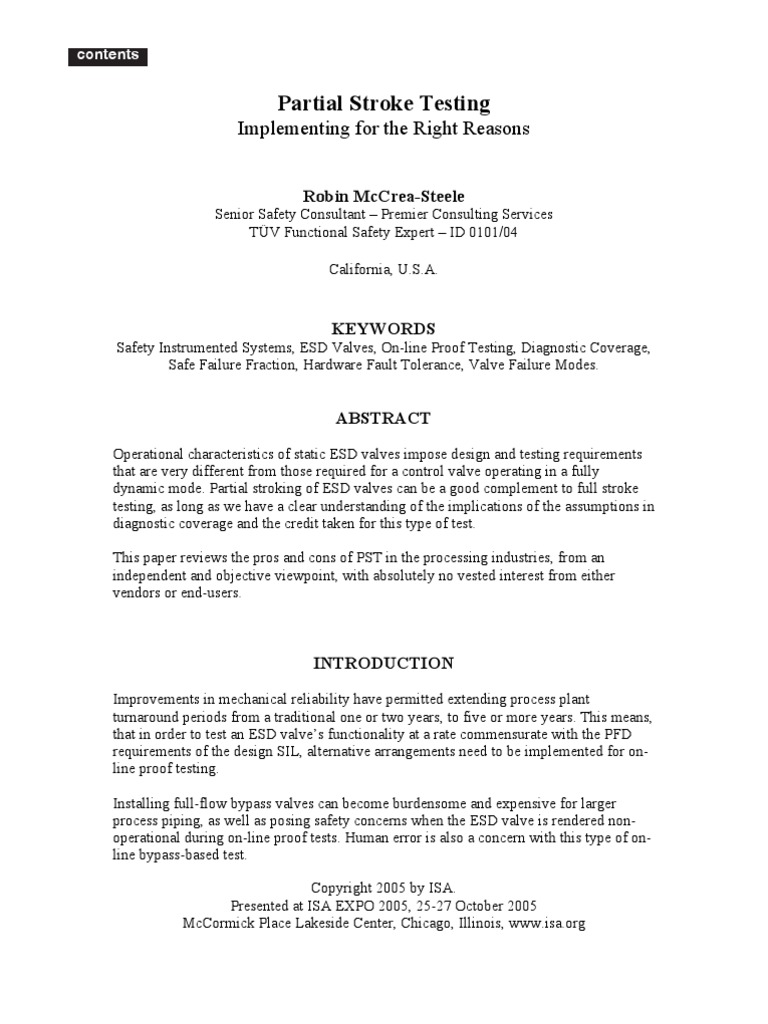 Partial Stroke Testing Implementing For The Right Reasons | PDF ...