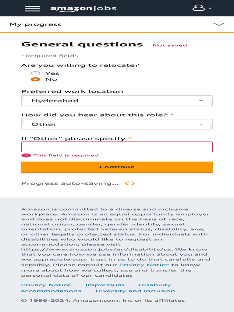 Amazon Job Application Progress | PDF