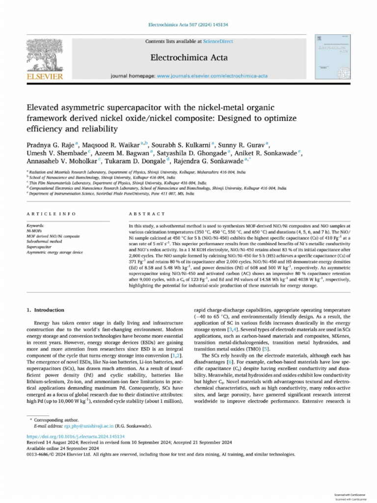 Ni-MOF Derived NiO | PDF