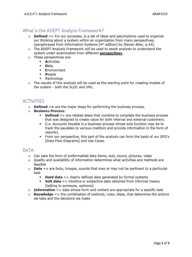 Key Elements of the ADEPT Framework | PDF | System | Information Science
