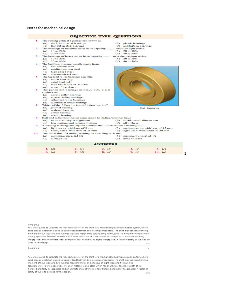 Mechanical Design: Bearings and Shafts | PDF