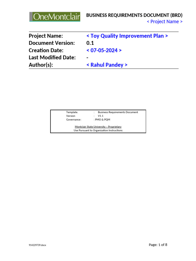 Toy Quality Improvement BRD | PDF | Computing