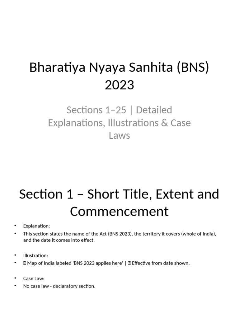 BNS 2023: Sections 1-25 Overview | PDF | Crimes | Crime & Violence