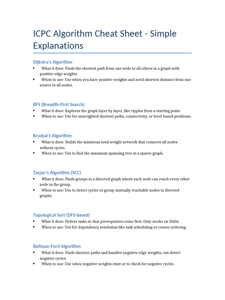 ICPC Algorithm Cheat Sheet Guide | PDF | Prime Number | Applied Mathematics