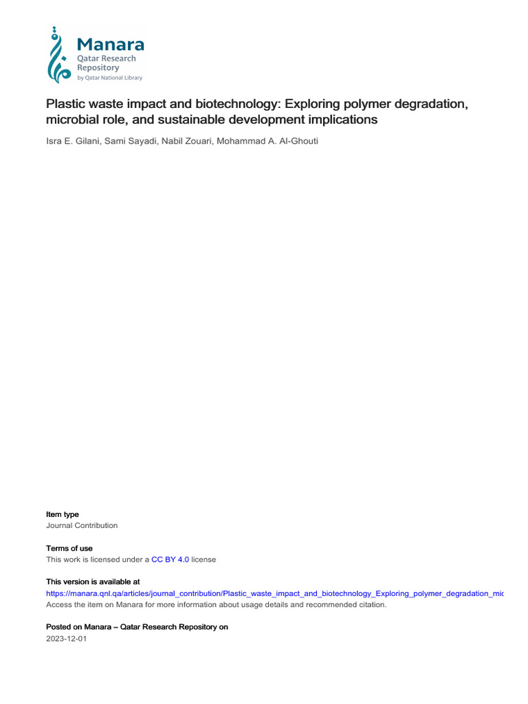 Plastic Waste and Biodegradation Insights | PDF | Biodegradation | Plastic