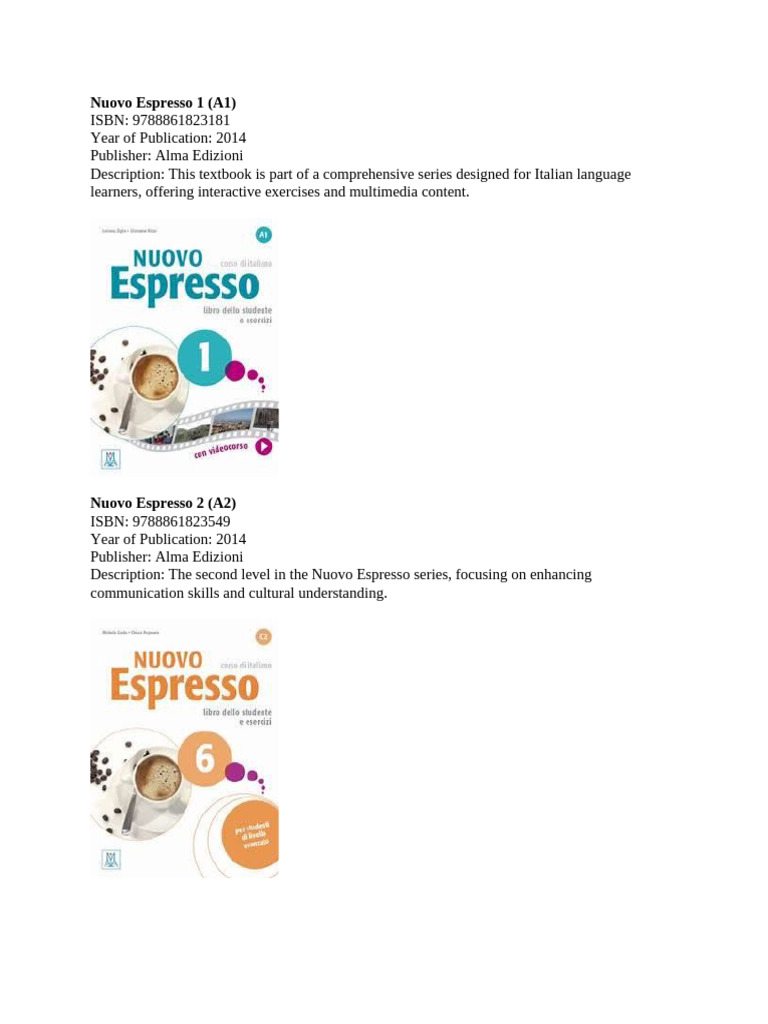 Nuovo Espresso 1 Textbook Overview | PDF